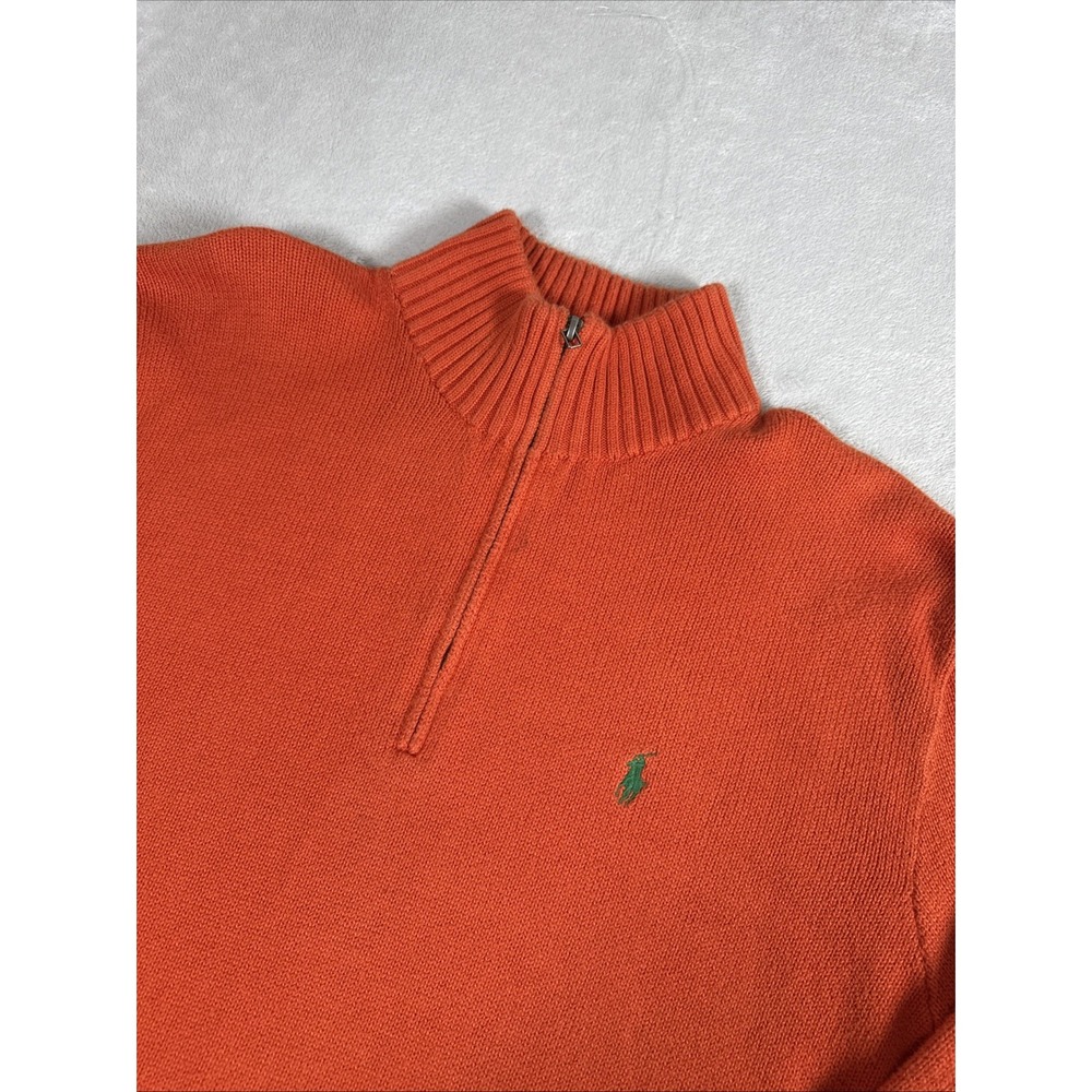 Polo Ralph Lauren Sweater Men's XL Orange Pony Pullover 1/4 Zip Classic Cotton